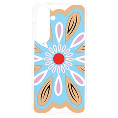 A Blue And Brown Flower With A Red Center Samsung Galaxy S24 6 2 Inch Tpu Uv Case by catchydesignhill