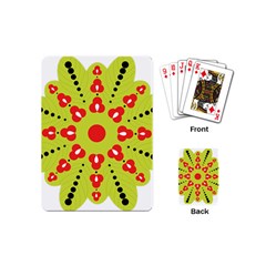 A Green And Red Flower With Black Dots Playing Cards Single Design (mini)