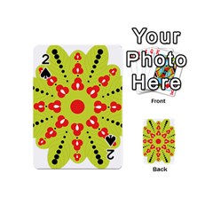 A Green And Red Flower With Black Dots Playing Cards 54 Designs (mini)