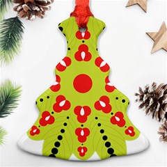 A Green And Red Flower With Black Dots Ornament (christmas Tree)  by catchydesignhill