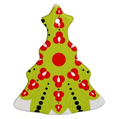 A Green And Red Flower With Black Dots Christmas Tree Ornament (two Sides)