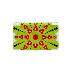 A Green And Red Flower With Black Dots Cosmetic Bag (xs) by catchydesignhill