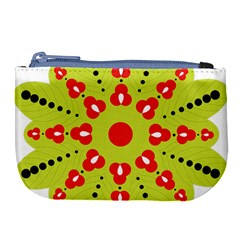 A Green And Red Flower With Black Dots Large Coin Purse by catchydesignhill