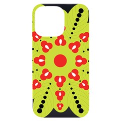 A Green And Red Flower With Black Dots Iphone 14 Pro Max Black Uv Print Case by catchydesignhill