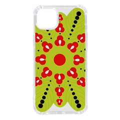 A Green And Red Flower With Black Dots Iphone 14 Plus Tpu Uv Print Case by catchydesignhill