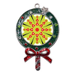 A Green And Red Flower With Black Dots Metal X mas Lollipop With Crystal Ornament