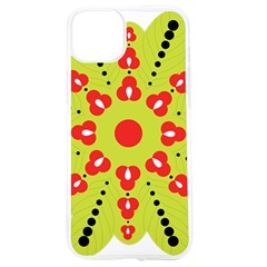 A Green And Red Flower With Black Dots Iphone 15 Tpu Uv Print Case by catchydesignhill