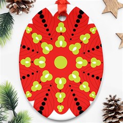 A Red And Yellow Flower With Black Dots Ornament (oval)