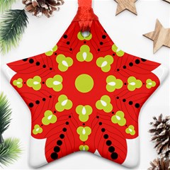 A Red And Yellow Flower With Black Dots Ornament (star)