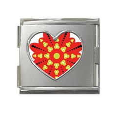 A Red And Yellow Flower With Black Dots Mega Link Heart Italian Charm (18mm) by catchydesignhill