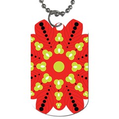 A Red And Yellow Flower With Black Dots Dog Tag (one Side) by catchydesignhill