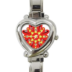 A Red And Yellow Flower With Black Dots Heart Italian Charm Watch by catchydesignhill