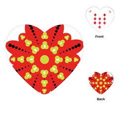 A Red And Yellow Flower With Black Dots Playing Cards Single Design (heart)