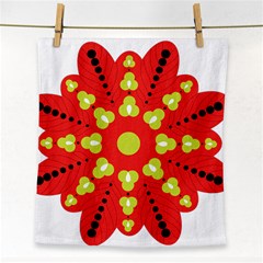 A Red And Yellow Flower With Black Dots Face Towel by catchydesignhill