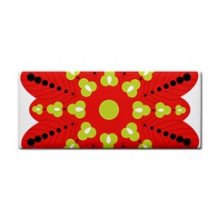 A Red And Yellow Flower With Black Dots Hand Towel by catchydesignhill