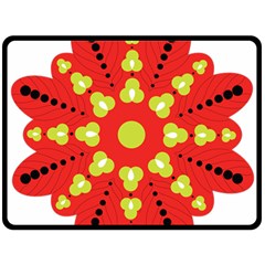 A Red And Yellow Flower With Black Dots Two Sides Fleece Blanket (large) by catchydesignhill