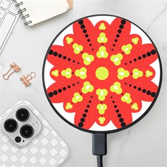 A Red And Yellow Flower With Black Dots Wireless Fast Charger(black) by catchydesignhill