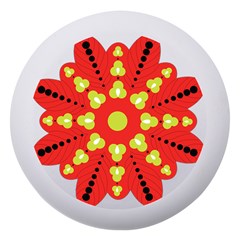 A Red And Yellow Flower With Black Dots Dento Box With Mirror