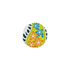 A Yellow And Green Paisley With Leaves And Flowers 1  Mini Buttons by catchydesignhill