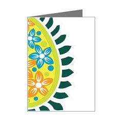 A Yellow And Green Paisley With Leaves And Flowers Mini Greeting Card