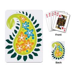 A Yellow And Green Paisley With Leaves And Flowers Playing Cards Single Design (rectangle)