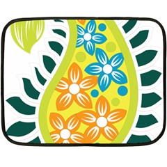 A Yellow And Green Paisley With Leaves And Flowers Fleece Blanket (mini) by catchydesignhill