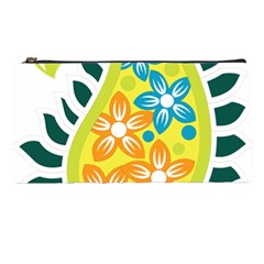 A Yellow And Green Paisley With Leaves And Flowers Pencil Case by catchydesignhill