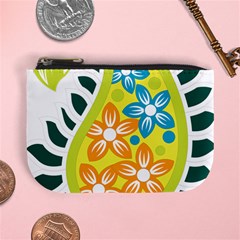 A Yellow And Green Paisley With Leaves And Flowers Mini Coin Purse by catchydesignhill