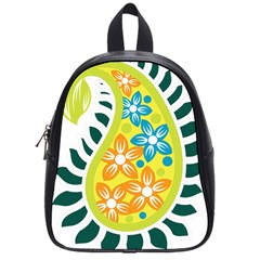 A Yellow And Green Paisley With Leaves And Flowers School Bag (small)