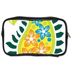 A Yellow And Green Paisley With Leaves And Flowers Toiletries Bag (one Side) by catchydesignhill