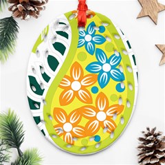 A Yellow And Green Paisley With Leaves And Flowers Ornament (oval Filigree)