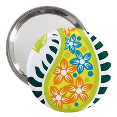 A Yellow And Green Paisley With Leaves And Flowers 3  Handbag Mirrors by catchydesignhill