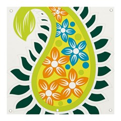 A Yellow And Green Paisley With Leaves And Flowers Banner And Sign 3  X 3  by catchydesignhill