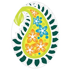 A Yellow And Green Paisley With Leaves And Flowers Uv Print Acrylic Ornament Oval by catchydesignhill