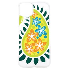 A Yellow And Green Paisley With Leaves And Flowers Iphone 15 Pro Tpu Uv Print Case