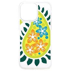 A Yellow And Green Paisley With Leaves And Flowers Iphone 15 Pro Max Tpu Uv Print Case by catchydesignhill