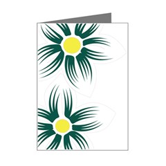 Three Flowers With Green And Orange Petals Mini Greeting Card by catchydesignhill