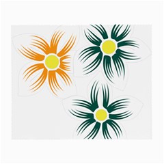 Three Flowers With Green And Orange Petals Small Glasses Cloth by catchydesignhill