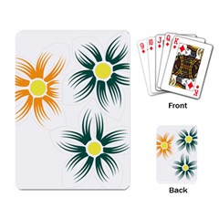 Three Flowers With Green And Orange Petals Playing Cards Single Design (rectangle)