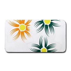 Three Flowers With Green And Orange Petals Medium Bar Mat by catchydesignhill