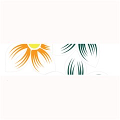 Three Flowers With Green And Orange Petals Large Bar Mat by catchydesignhill