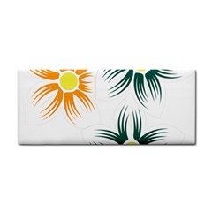 Three Flowers With Green And Orange Petals Hand Towel by catchydesignhill