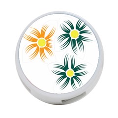 Three Flowers With Green And Orange Petals 4-port Usb Hub (one Side) by catchydesignhill