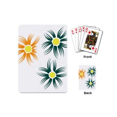 Three Flowers With Green And Orange Petals Playing Cards Single Design (mini)