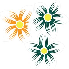 Three Flowers With Green And Orange Petals Play Mat (square)