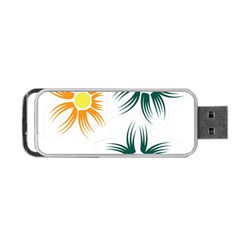 Three Flowers With Green And Orange Petals Portable Usb Flash (one Side) by catchydesignhill