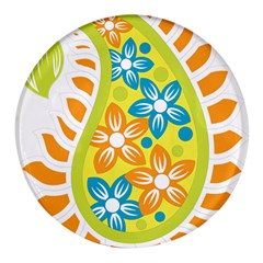 Art, Circle, Event, Floral Design, Font, Motif, Pattern, Plant, Rectangle, Symmetry Round Glass Fridge Magnet (4 Pack) by catchydesignhill