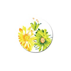 Two Yellow And Green Flowers On A White Background Golf Ball Marker (4 Pack) by catchydesignhill