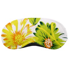 Two Yellow And Green Flowers On A White Background Sleep Mask by catchydesignhill