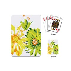 Two Yellow And Green Flowers On A White Background Playing Cards Single Design (mini) by catchydesignhill